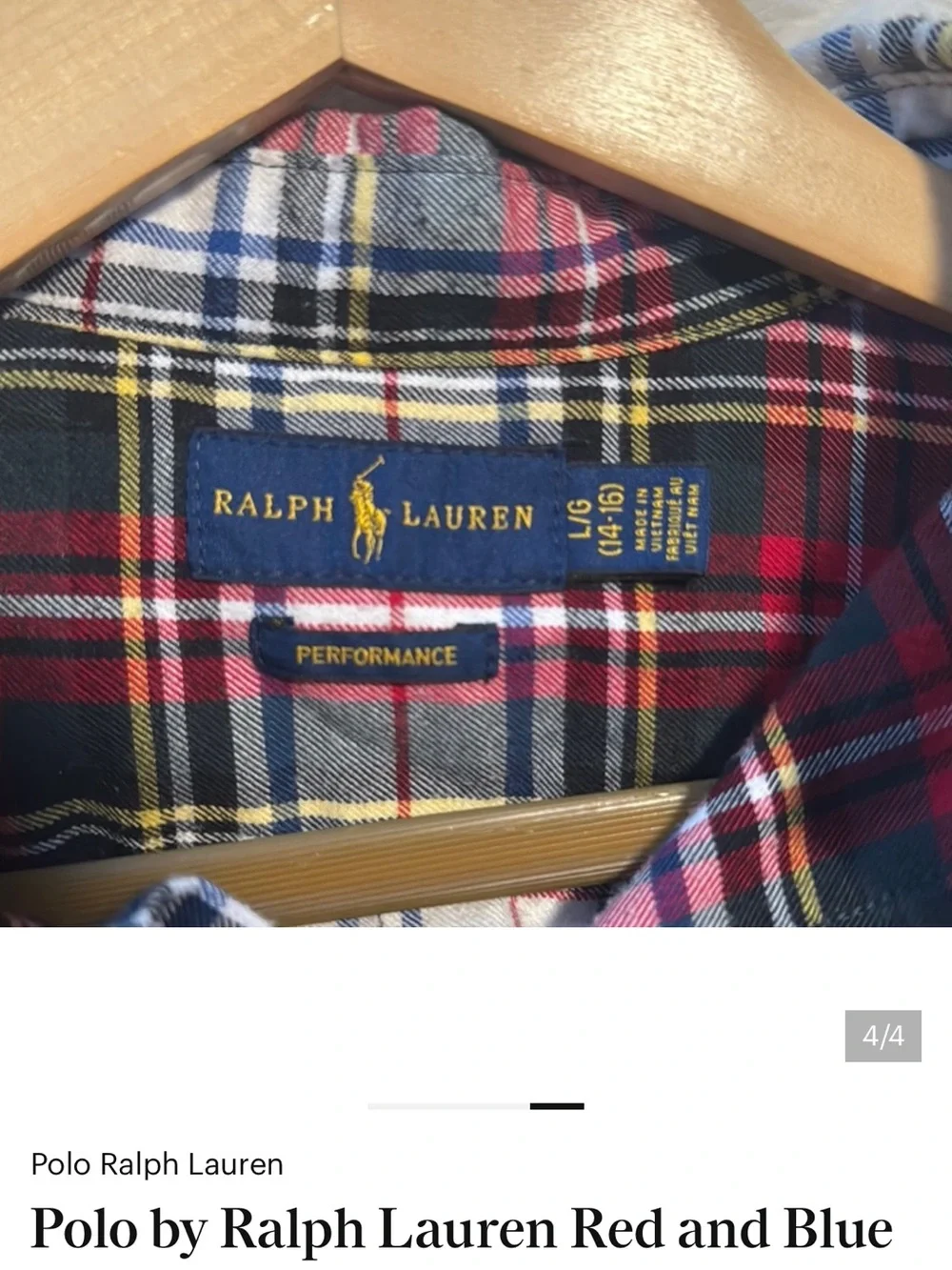 Youth Ralph Lauren Red, Blue and White Plaid Button-Down Shirt